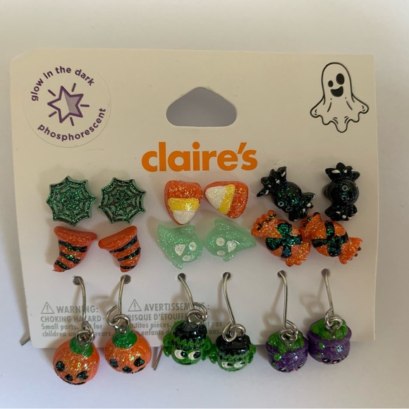 New Claire’s Spooky Glow-in-the-Dark Halloween Earrings Set - Picture 2 of 7